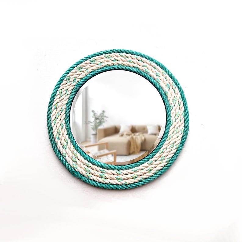 29cm Recycled Fishing Rope Mirror, Made in England. Coastal Fibre Art ...