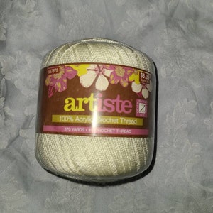 2 Artiste crochet thread in eggnog, crochet thread 100% Acrylic Crochet Thread. Yardage 370 yards #5 crochet thread.