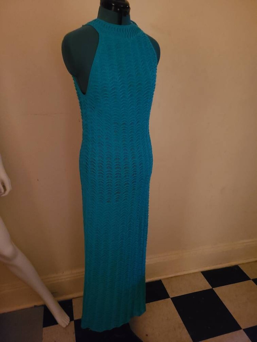 long turquoise lace dress A-Line V-Neck Split Turquoise Tulle Prom Dress with Appliques PG763 US8 / Turquoise