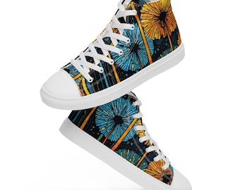 Women’s Plant Prints, High Top Canvasschuhe mit Pusteblumen auf weiß oder schwarz