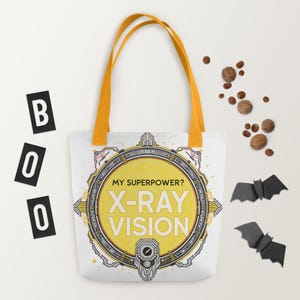 My Superpower X-ray Vision Rad Tech Tote Bag, Radiology Humor Gift, Vintage Style Carry-all