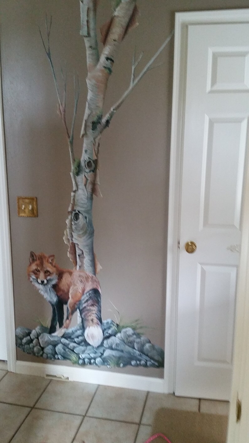 Custom Hand Painted Mural. Wallpaper Murals. Large Canvas Etsy