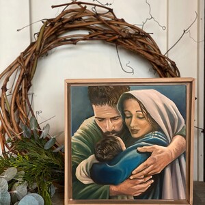 Mary and Joseph Giclee art print, Nativity Painting, Christmas Nativity Wall Art