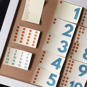 Printable Montessori Number Flash Cards 1-20 | Preschool, Kindergarten, First Grade Math and Counting Cards