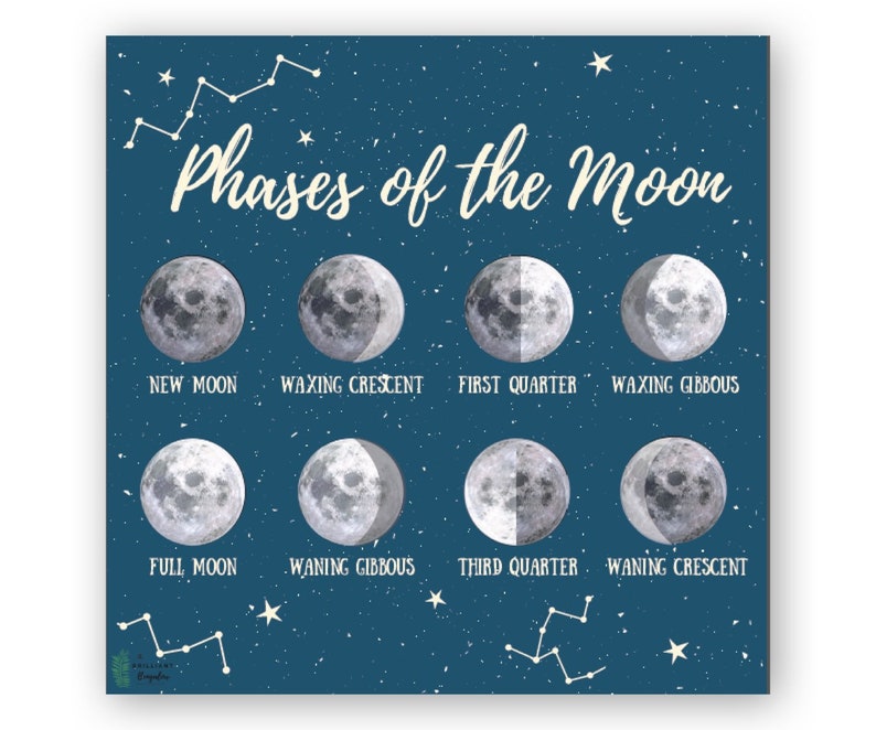 Moon Phase Cards Printable Moon Phase Cards Harvest Moon Etsy