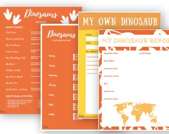 Dinosaur Unit Study | Dinosaur Unit | Printable Lesson Plans | Homeschool Curriculum | Kindergarten, First, Second Grade Prehistoric Unit