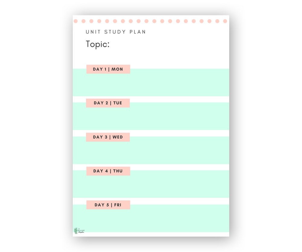 Unit Study Lesson Plan Daily Weekly Planner Homeschool - Etsy