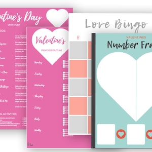 Valentine&#39;s Day Unit | Printable Valentine&#39;s Activity Bundle | Love Day | Heart Themed Activities | Homeschool Curriculum | St. Valentine