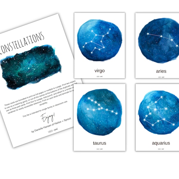 Watercolor Constellation Cards