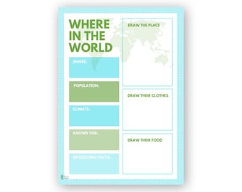 Where In The World | Homeschool Geography, Social Studies Curriculum | Journal Printable