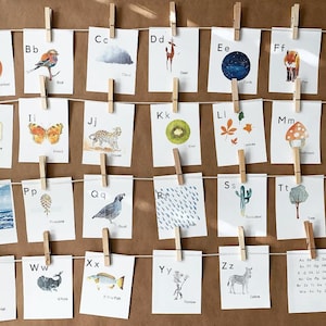 Nature Themed Alphabet Cards | Charlotte Mason Alphabet Cards | Homeschool Nature Study | Printable Montessori Flash Cards | Nature Inspired