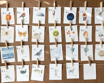 Nature Themed Alphabet Cards | Charlotte Mason Alphabet Cards | Homeschool Nature Study | Printable Montessori Flash Cards | Nature Inspired