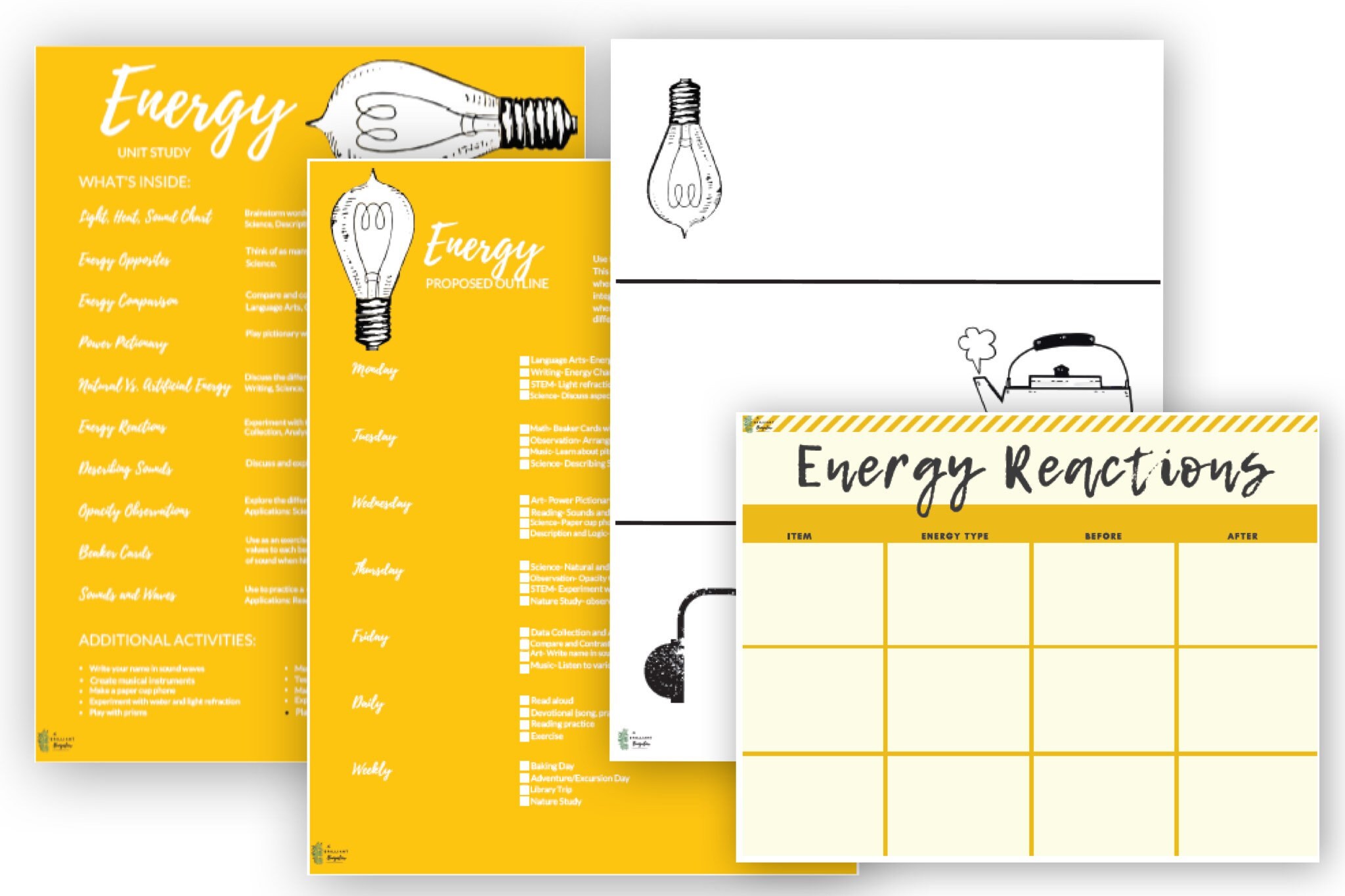 Energy Unit Study Light, Heat, and Sound Activities Printable Physics ...