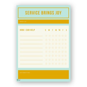 Service/Chore Chart | Journal and Planner Printable | Checklist
