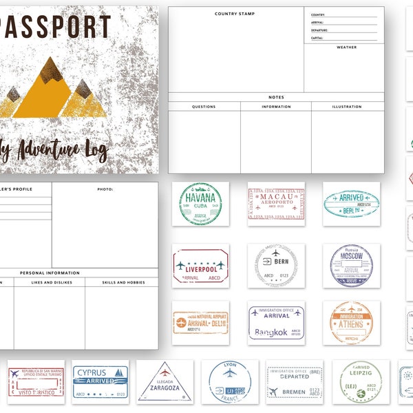 Passport and Stamp Book for Learning and Play