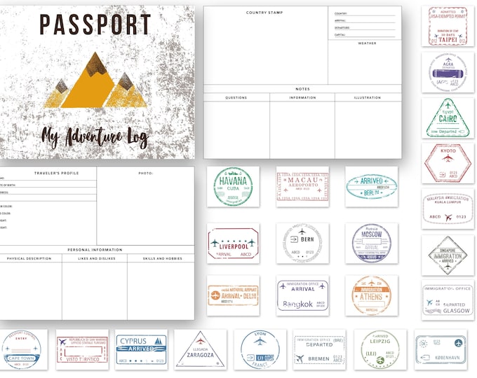 Printable Passport | Digital Download, Watercolor Design, Children ...