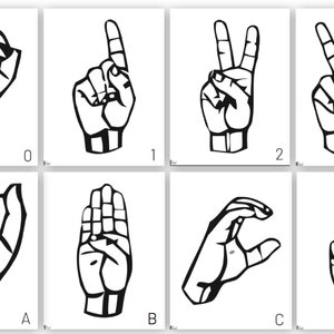 Sign Language Numbers and Alphabet Hand Sign Cards | ASL Coloring Pages ...