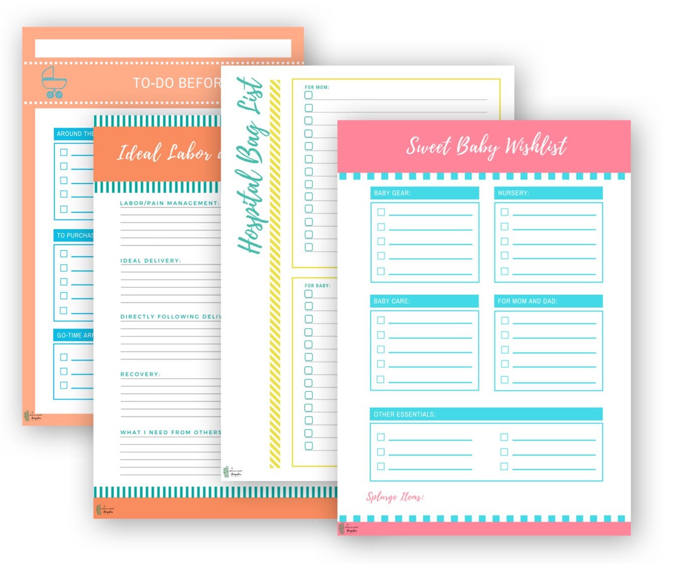 new baby checklist bundle printable hospital packing list etsy