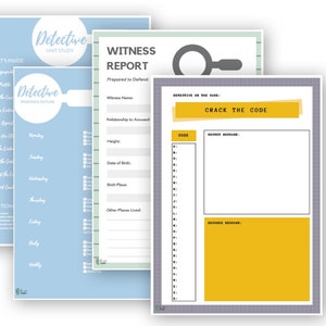 Detective Themed Unit Study | Homeschool Lesson Plan | Printable Homeschool Curriculum | Community, Spy School, Police Force | Kindergarten