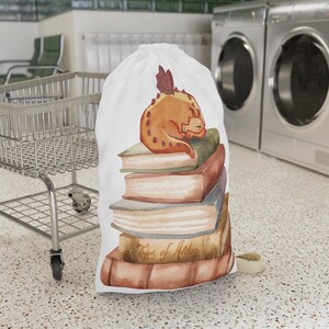 Whimsical Laundry Bag with Literary Design, Perfect for Book Lovers, Gift for Students, Laundry Organizer, Cute Home Decor