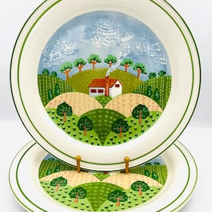Vintage Sango Sangostone "Country Cottage" Dinner Plates - Set of 3