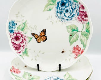 Assiette plate Lenox Butterfly Meadow hortensia - Lot de 2