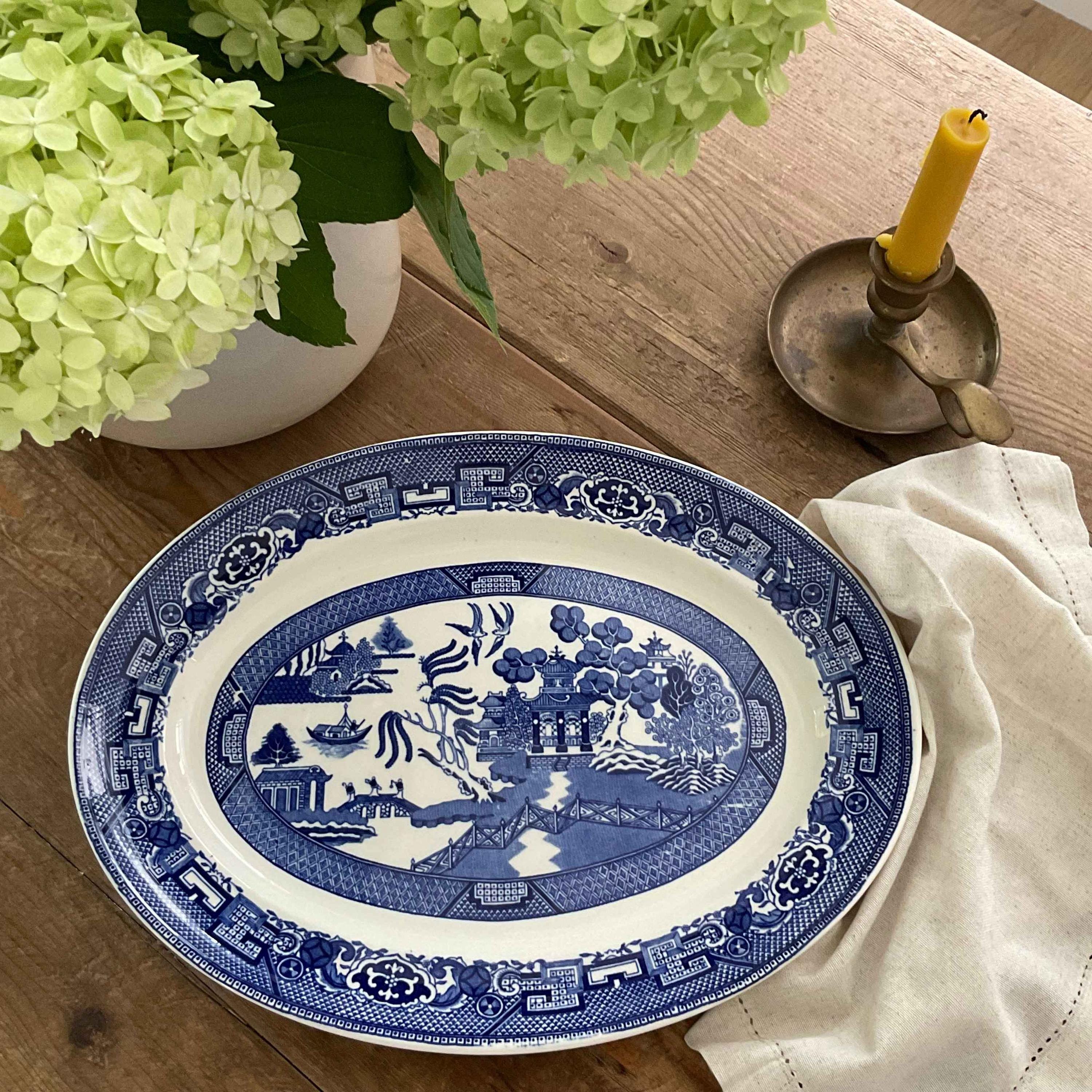 Vintage Blue Willow Oval Bowl - Etsy