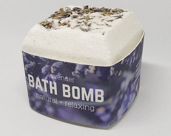 Lavender Bliss bath bomb \\ Made with all organic, food-safe & non-GMO ingredients \\