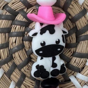 Cowboy Cow Keychain