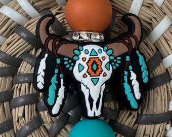 Western Bull Skull Mini Keychain
