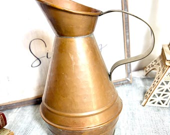 Vintage French Copper Pitcher, Milk Pitcher, Water Carafe, Flower Vase Paris, France #G-1000-85