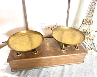 Antique French Falcot Frères Lyon Balance Scale With Faux Bois Metal Base, Paris France #G-1000-90