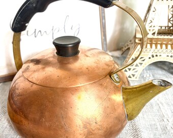 Vintage Copper and Brass Tea Kettle Paris, France  #G-1000-88