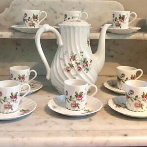 Haviland Pink Rose Scalloped Espresso Coffee Tea Set 12 Person Complete