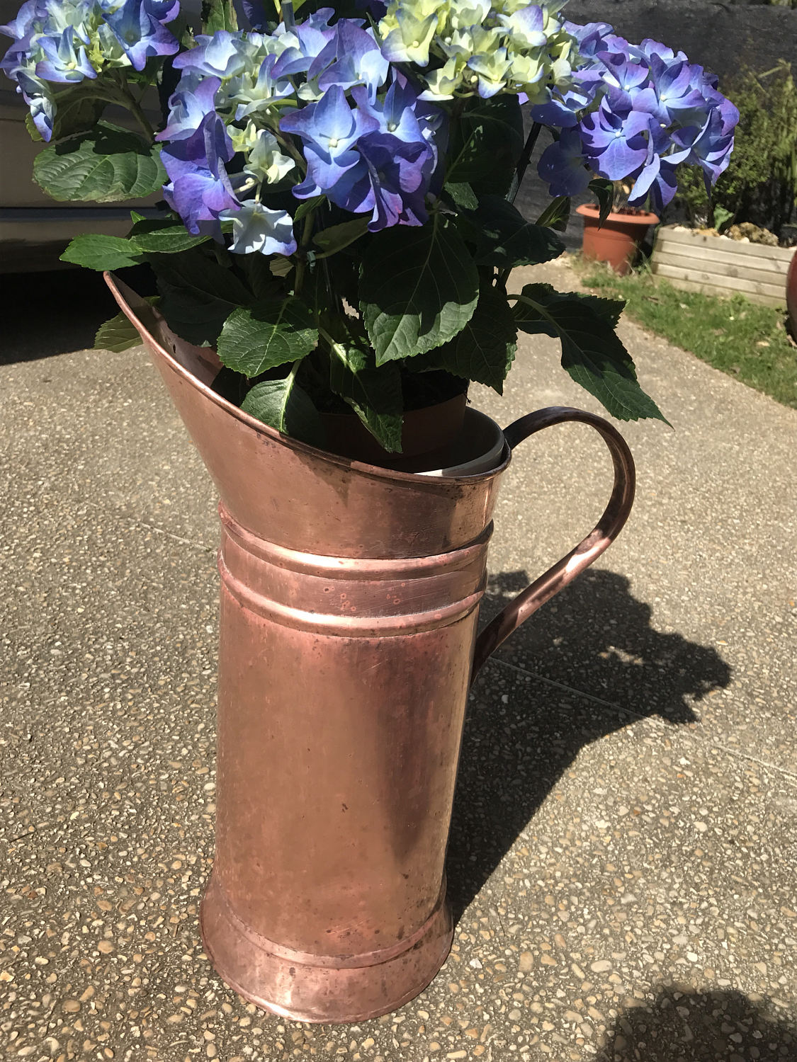 Massive Antique Français Copper Umbrella Stand Coal Pitcher Paris, France #10-723