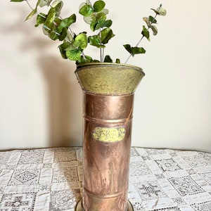 French Vintage Copper Umbrella Stand Flower Pot Decor Ceramic Handles 5 Kan #824567