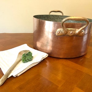Professional Copper Stock Pot Antique Brass Handle Copper Rivets 3mm 38cm Paris, France  #G-4406