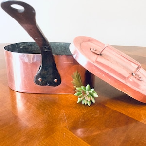 1800&#39;s Antique Copper Daubiere Stock Pot Roasting Pan Confit Braiser Dutch Oven Lid Paris, France