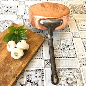 French Copper Saute Pan Skillet 24cm Copper Rivets Stamped 2mm Paris, France #10-918-231