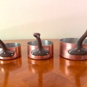 3 Professional Vintage Copper Pan Set Cookware Chef Stainless Steel Lined 1.5mm Paris, France Paris, France  #G-63154