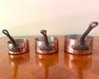 3 Professional Vintage Copper Pan Set Cookware Chef Stainless Steel Lined 1.5mm Paris, France Paris, France  #G-63154