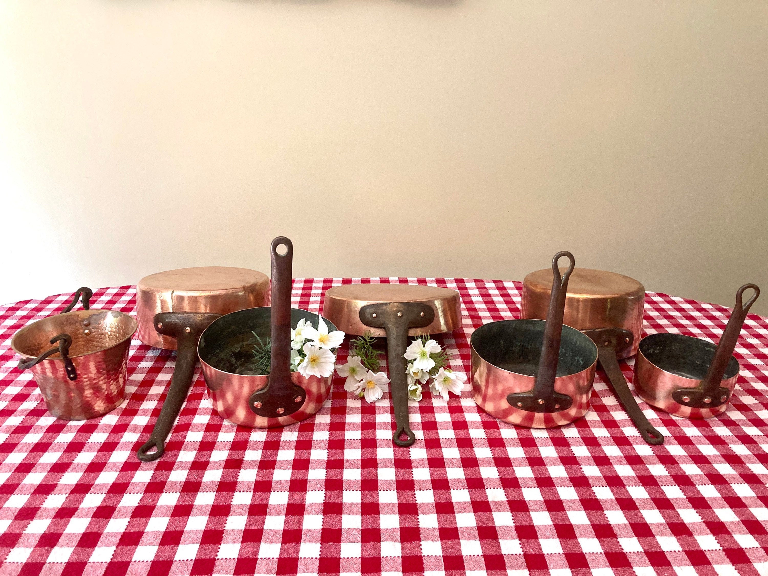 Antique Copper Pans Set