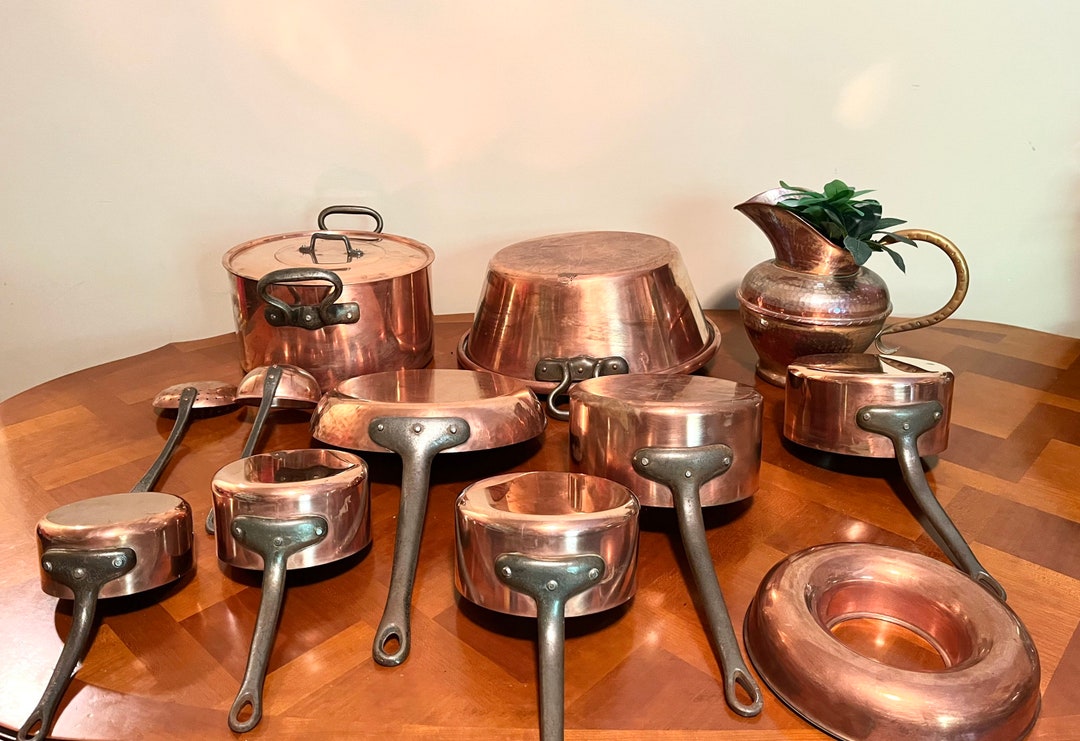Professional Copper Windsor Pans Set Hammered Cookware Iron Complete 13