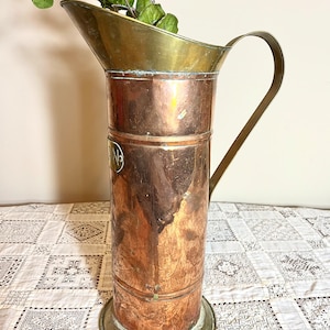 French Vintage Copper Umbrella Stand Flower Pot French Country Decor Brass Handle Paris, France #8081