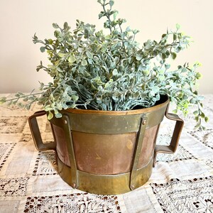 French Copper Drum Brass Planter Bowl Artisanal Paris, France #10-43
