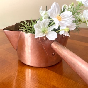 Vintage Stamped French Solid Copper Chocolate Pan Saucier Spout Handmade Paris, France