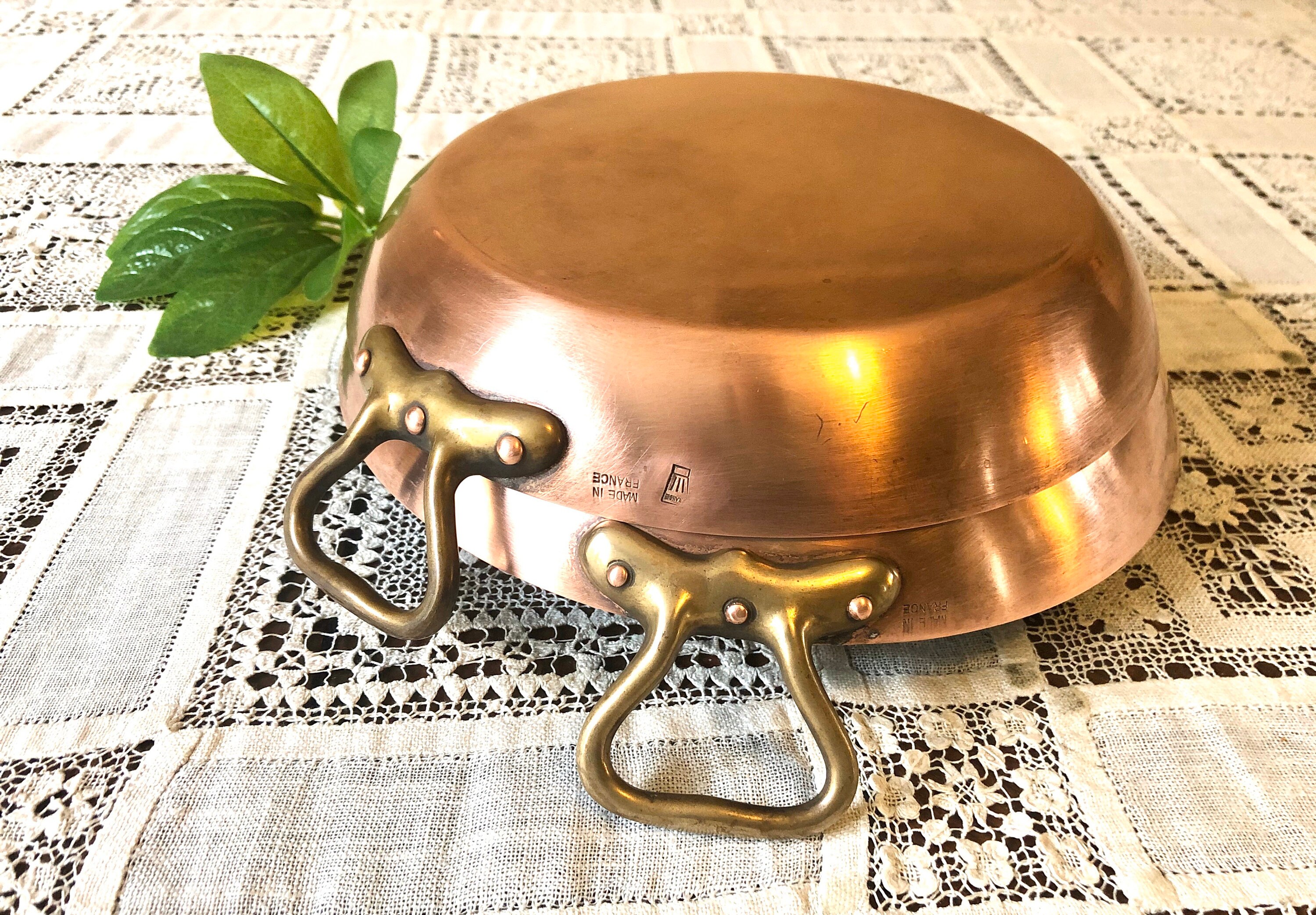 Two Paella Pans Oven Copper Cookware Pans Set Stamped Made in Etsy