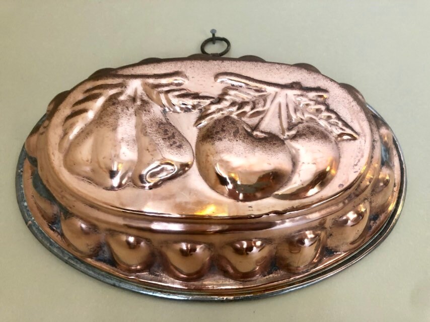 Antique Tinned Copper Mold Set Cherry Pear Paris, France #20-467
