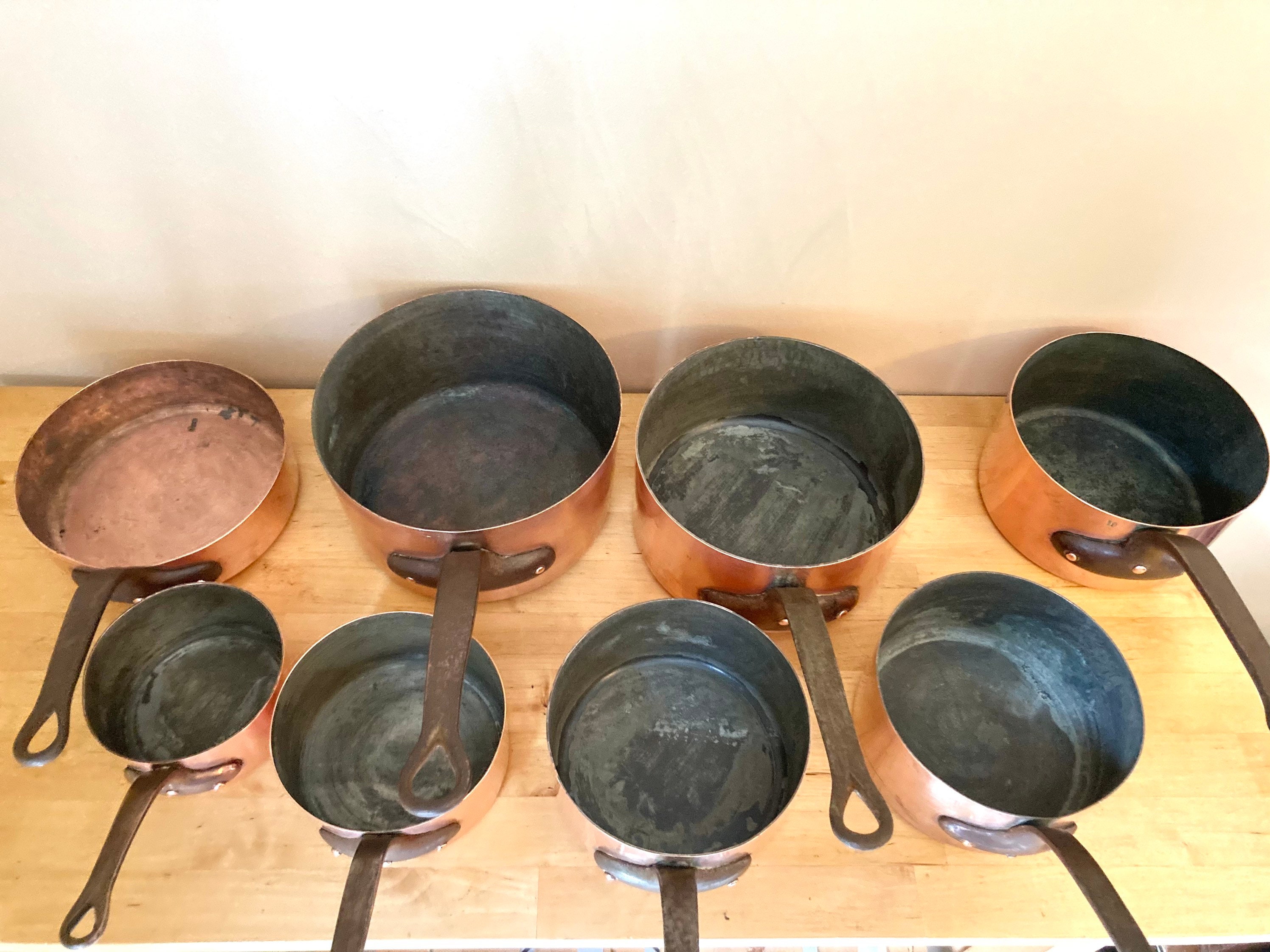 4 French Professional Antique Copper Cookware Chef Set Saute Etsy