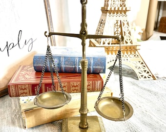 Vintage Brass Scales of Justice, Antique Style Balance Scale Decor, Ornate Law Office Desk Accessory, Gift for Lawyer Graduate #G-1000-125